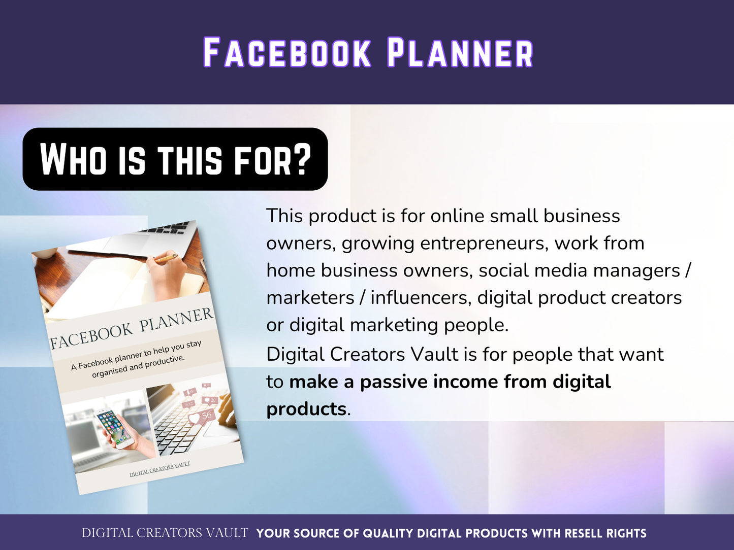 PLR - Facebook Planner |  Social Media Planner |  Blog Planner | Small Business | Social Media Content Calendar | Content Planner - MRR Products Vault