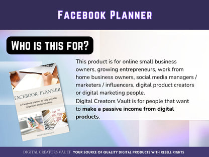 PLR - Facebook Planner |  Social Media Planner |  Blog Planner | Small Business | Social Media Content Calendar | Content Planner - MRR Products Vault