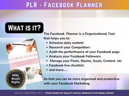 PLR - Facebook Planner |  Social Media Planner |  Blog Planner | Social Media Content Calendar | Goodnotes Planner | Ipad Planner - MRR Products Vault