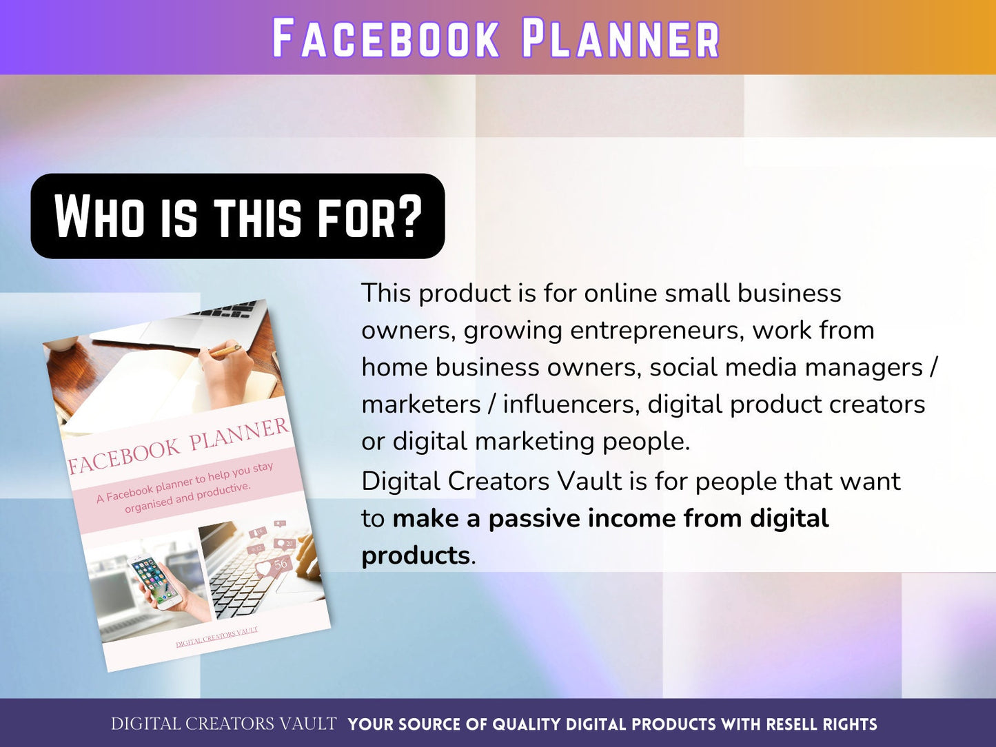 PLR - Facebook Planner |  Social Media Planner |  Blog Planner | Social Media Content Calendar | Goodnotes Planner | Ipad Planner - MRR Products Vault