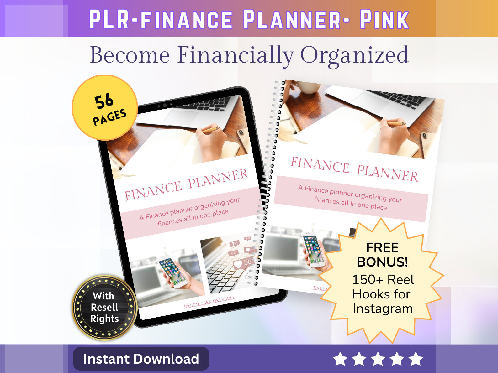 PLR | Ultimate Financial Planner | GoodNotes Planner | Budget Planner | Expenditure Trackers | Pink - MRR Products Vault