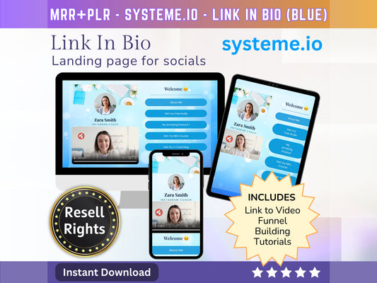 SystemeIO Link in Bio landing page website sales template - PLR Resell rights - Instagram bio  | Tiktok bio | StanStore bio replacement - MRR Products Vault