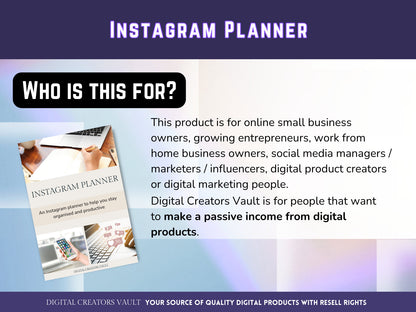 PLR - Instagram Planner |  Social Media Planner |  Blog Planner | Small Business | Social Media Content Calendar | Content Planner - MRR Products Vault