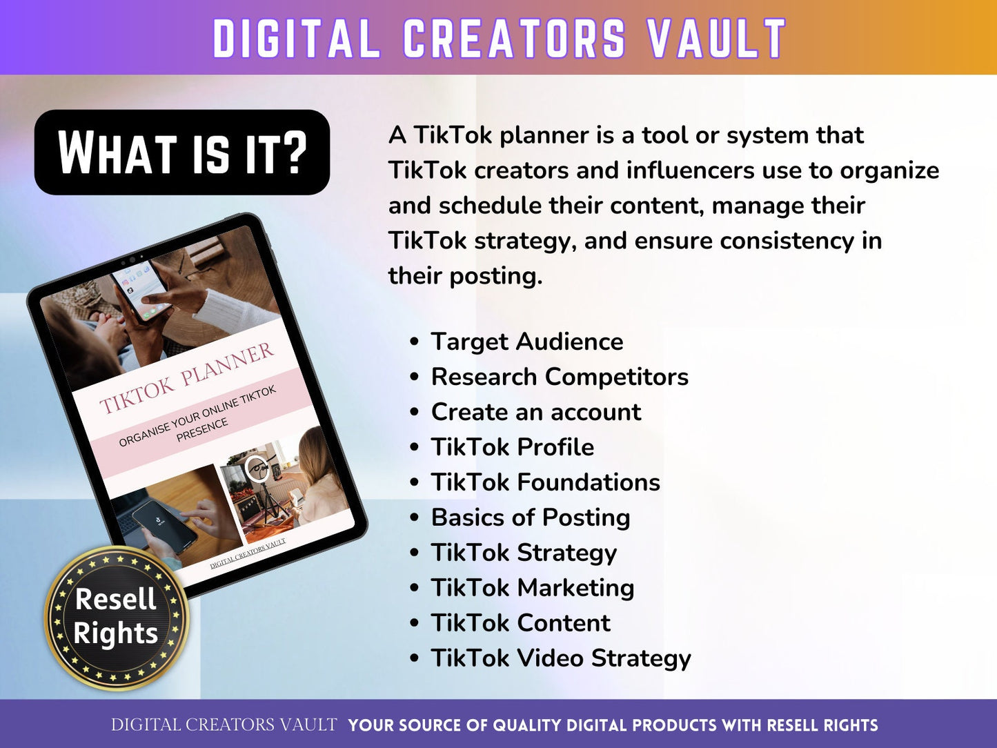 TikTok Planner - Pink PLR | Tiktok Planner | Social Media Planner - MRR Products Vault