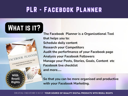 PLR - Facebook Planner |  Social Media Planner |  Blog Planner | Small Business | Social Media Content Calendar | Content Planner - MRR Products Vault