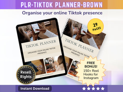 TikTok Planner for social media - Tiktok Planner | Social Media Planner Brown PLR - MRR Products Vault