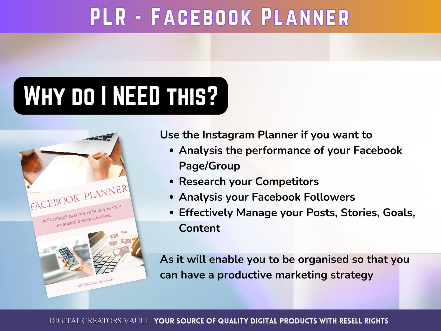 PLR - Facebook Planner |  Social Media Planner |  Blog Planner | Social Media Content Calendar | Goodnotes Planner | Ipad Planner - MRR Products Vault