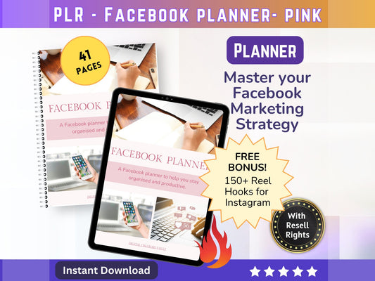 PLR - Facebook Planner |  Social Media Planner |  Blog Planner | Social Media Content Calendar | Goodnotes Planner | Ipad Planner - MRR Products Vault