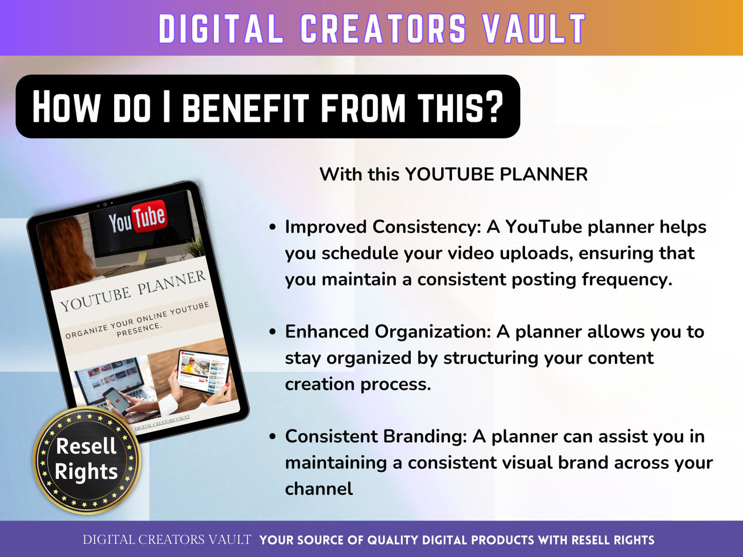 YouTube Planner-PLR |Social Media Content Calendar | Youtube Monthly Tracker | Yearly Content Planning | Youtube Planner | Business Planner - MRR Products Vault