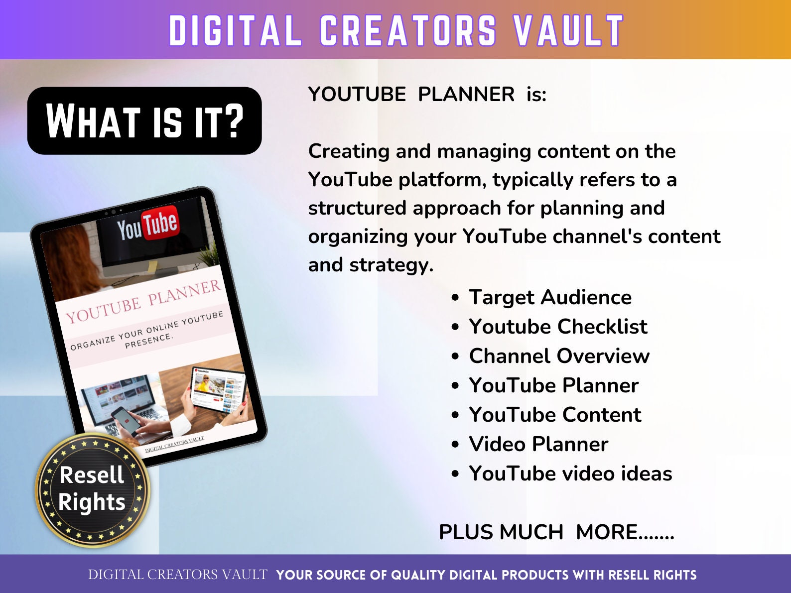 YouTube Planner PLR | Social Media Planner | Youtube Monthly Tracker - MRR Products Vault