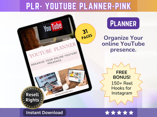 YouTube Planner PLR | Social Media Planner | Youtube Monthly Tracker - MRR Products Vault