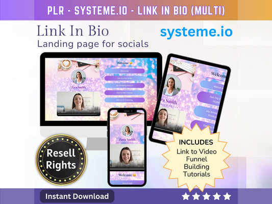 SystemeIO Link in Bio landing page template Resell rights (Multi Color V2) | Instagram bio  | Tiktok bio | StanStore template replacer PLR - MRR Products Vault