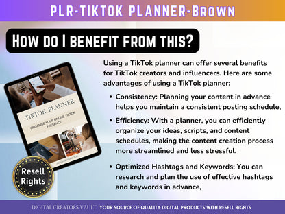 TikTok Planner for social media - Tiktok Planner | Social Media Planner Brown PLR - MRR Products Vault