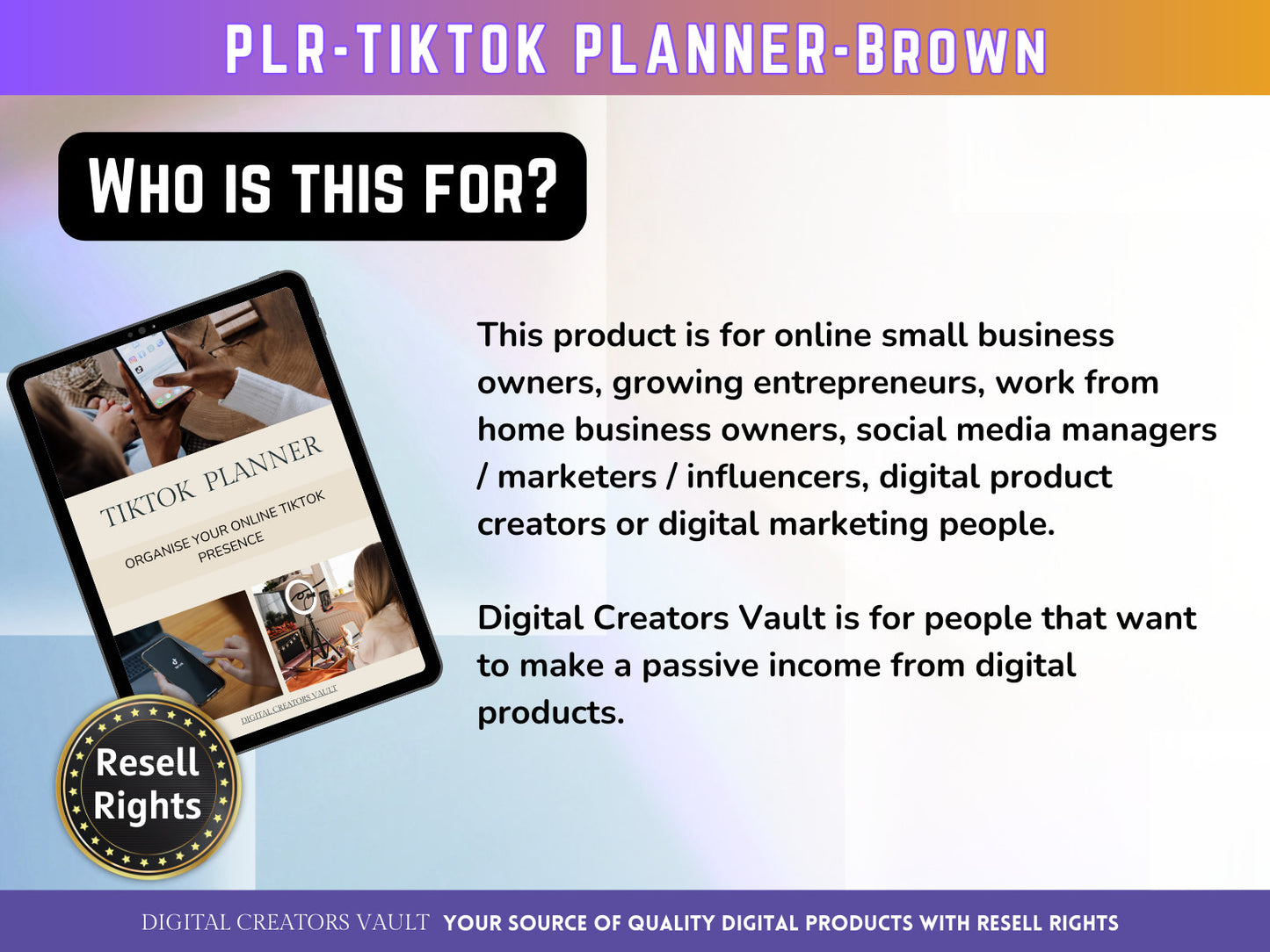 TikTok Planner for social media - Tiktok Planner | Social Media Planner Brown PLR - MRR Products Vault