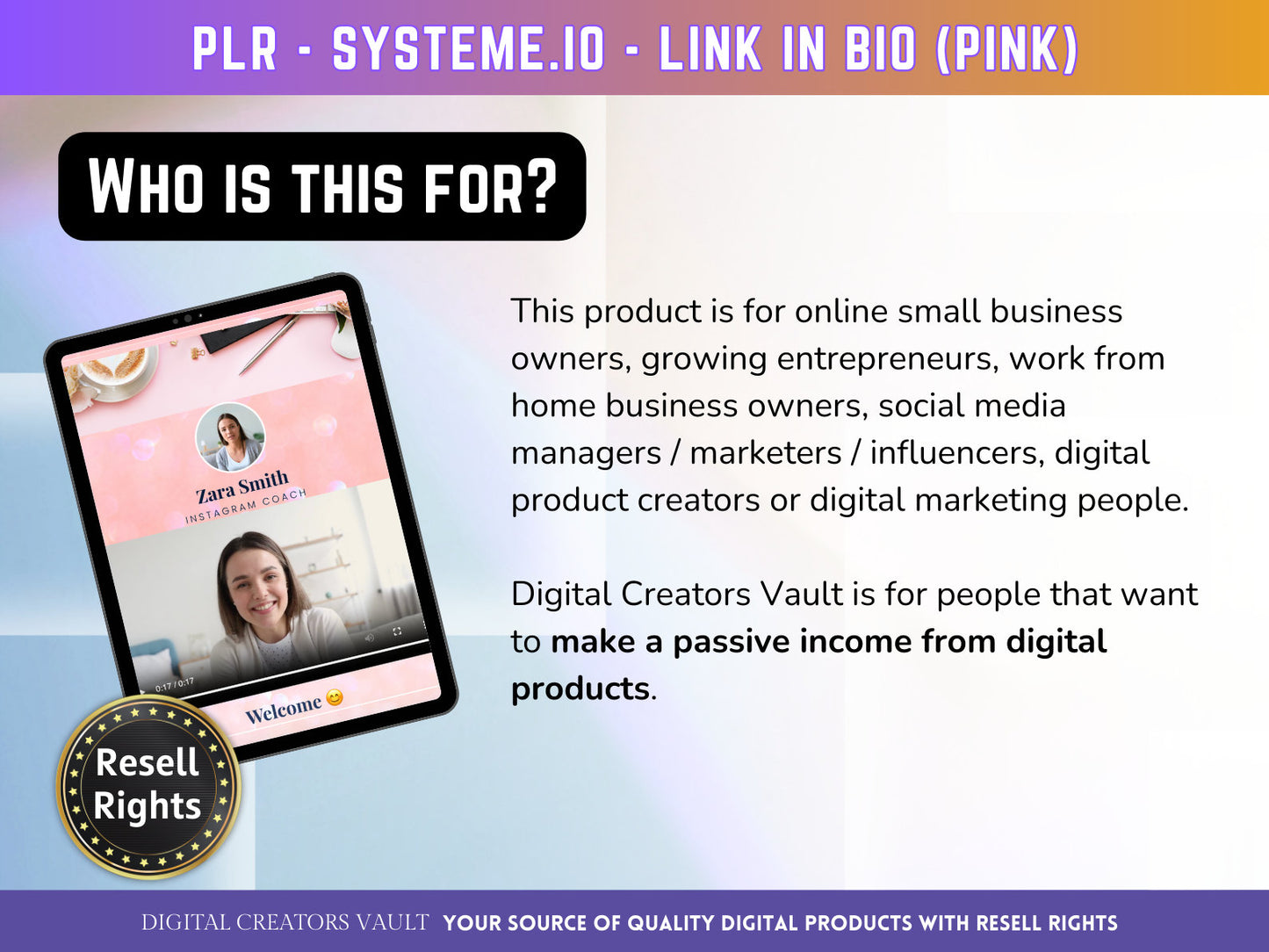 SystemeIO Link in Bio landing page website sales template - PLR Resell rights - Instagram bio  | Tiktok bio | StanStore bio replacement - MRR Products Vault