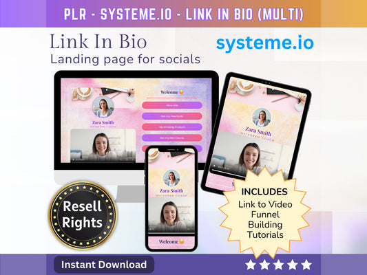 SystemeIO Link in Bio landing page template Resell rights (Multi Color) | Instagram bio  | Tiktok bio | StanStore template replacer PLR - MRR Products Vault