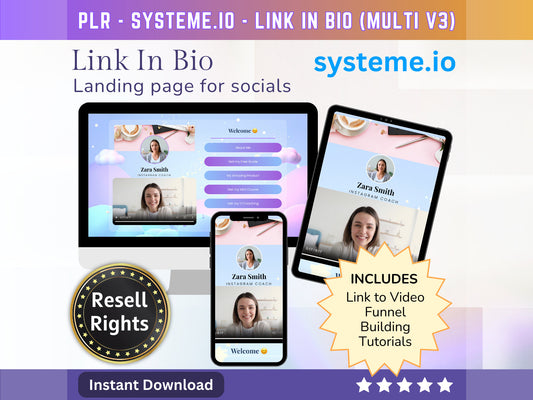 SystemeIO Link in Bio landing page template Resell rights (Multi Color V3) | Instagram bio  | Tiktok bio | StanStore template replacer PLR - MRR Products Vault