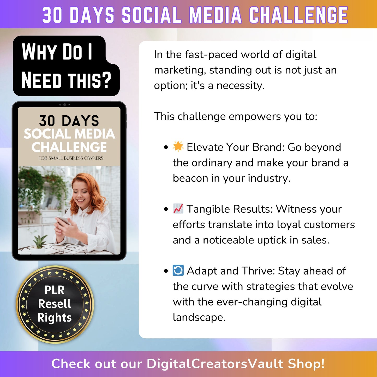 30 Days Social Media Challenge | Content Creation Plan | Social Media Instagram post Strategy | Instagram marketing guide | EBook - MRR Products Vault