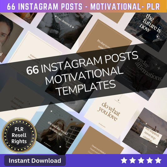 66 Motivational Instagram Post Templates | Aesthetic Posts | Post Canva templates | Content Creator Posts - MRR Products Vault