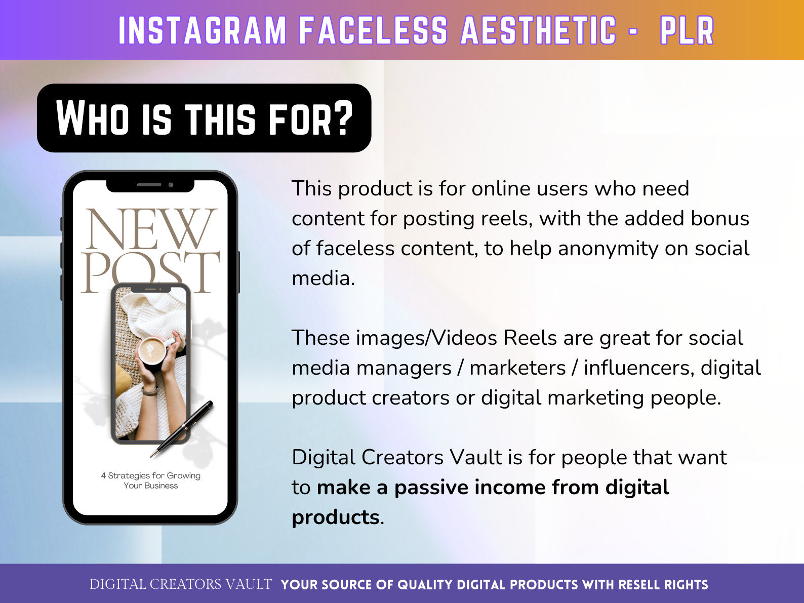 50+ Faceless Instagram Reel Templates | Aesthetic Reels | Reels Canva templates | Content Creator Reel | PLR - V1 - MRR Products Vault