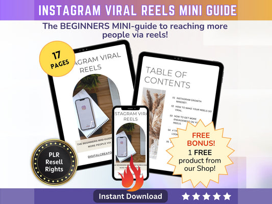 Instagram Viral Reels Mini Guide - PLR Resell rights | Tips for Creating Captivating Reels to Boost IG Insta Engagement - MRR Products Vault