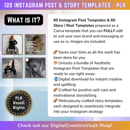 120 Ava Instagram Reel Templates | Aesthetic Reels | Reels Canva templates | Content Creator Reel - PLR - MRR Products Vault