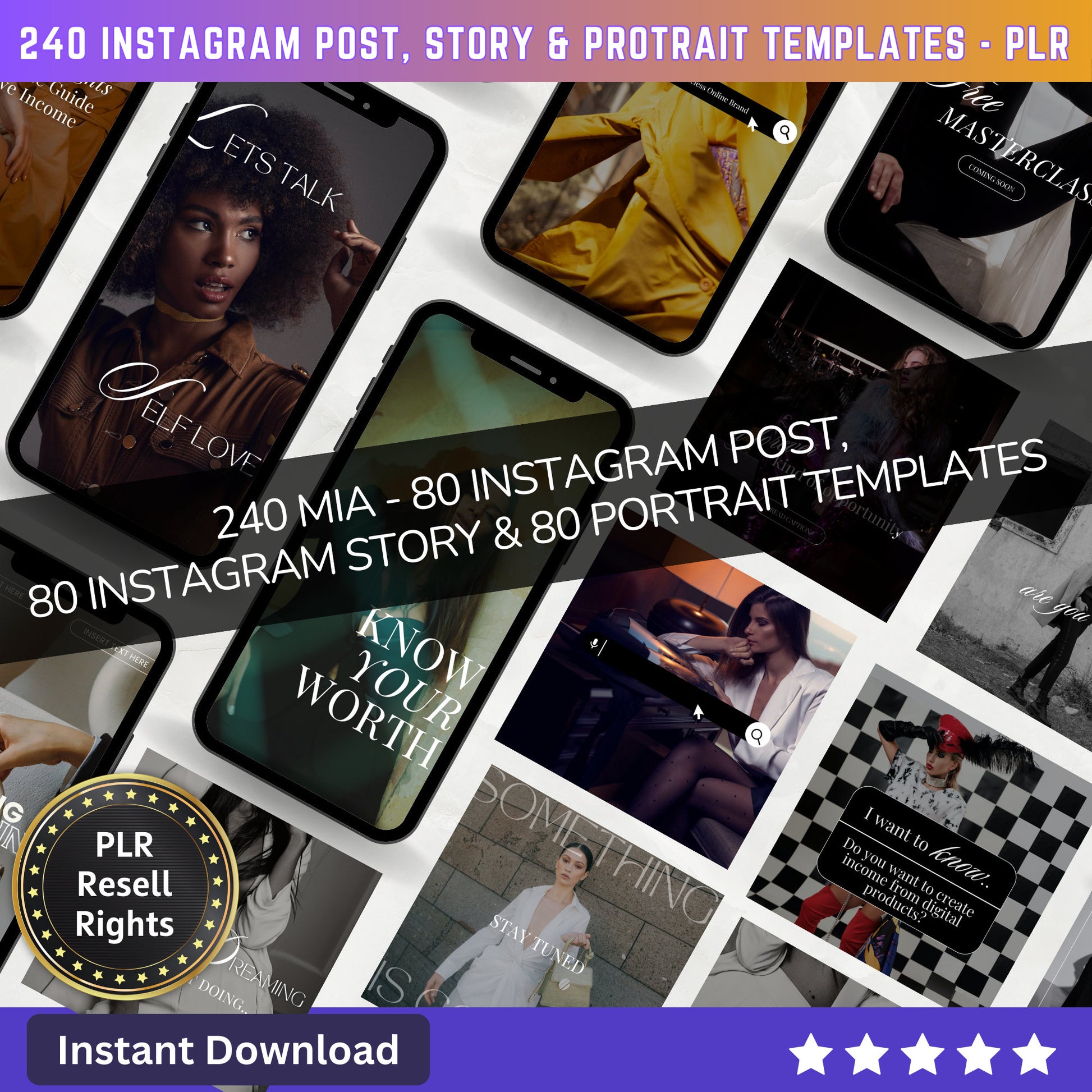 240 Mia Instagram Reel Templates | Aesthetic Reels | Reels Canva templates | Content Creator Reel - PLR - MRR Products Vault