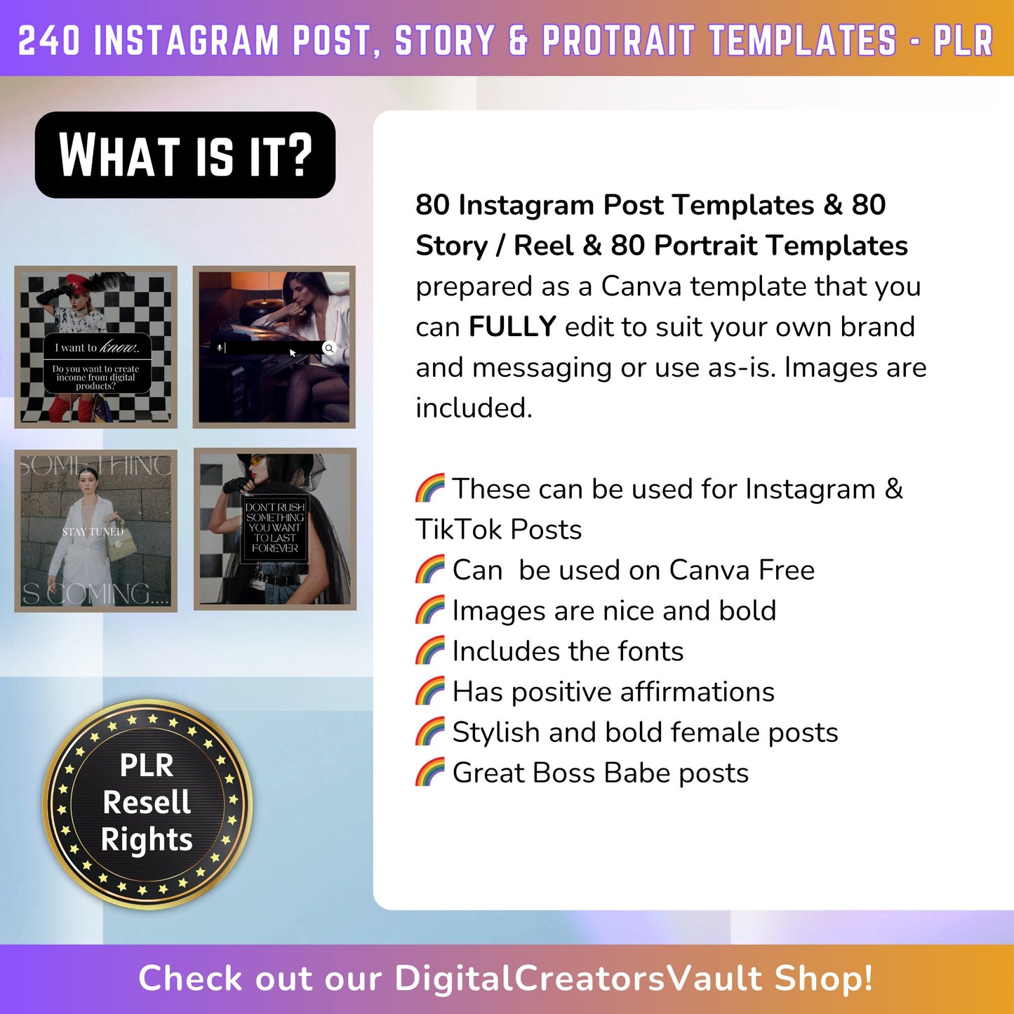 240 Mia Instagram Reel Templates | Aesthetic Reels | Reels Canva templates | Content Creator Reel - PLR - MRR Products Vault