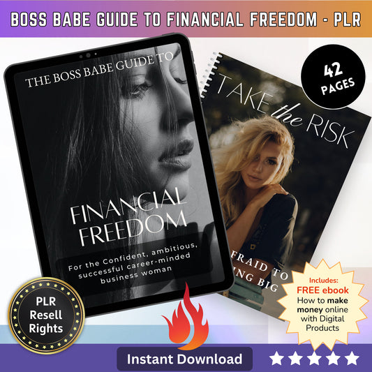 Boss Babe Financial Freedom EBook Guide | Digital Download | Work From Home Like a Boss - PLR Resell Rights - MRR Products Vault