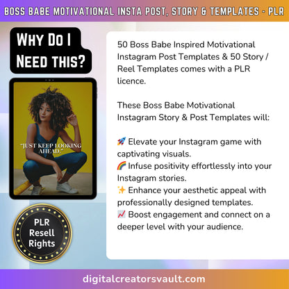 100 Boss Babe Motivational Instagram Reel Templates | Aesthetic Reels | Reels Canva templates | Content Creator Reel | Stories Posts - PLR - MRR Products Vault