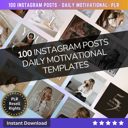 100  Daily  Motivational Instagram Post Templates | Aesthetic Posts | Post Canva templates | Content Creator Posts - MRR Products Vault