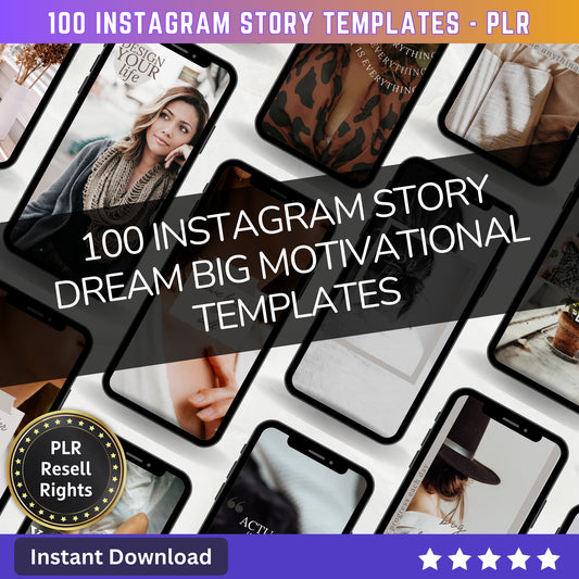 DCVault - 100 Dream Big Motivational Instagram Story Templates | Aesthetic Posts | Post Canva templates | Content Creator Posts - MRR Products Vault