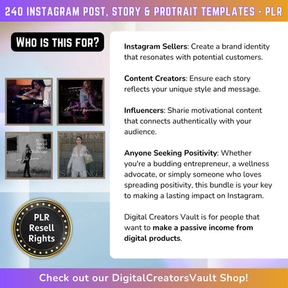 240 Mia Instagram Reel Templates | Aesthetic Reels | Reels Canva templates | Content Creator Reel - PLR - MRR Products Vault