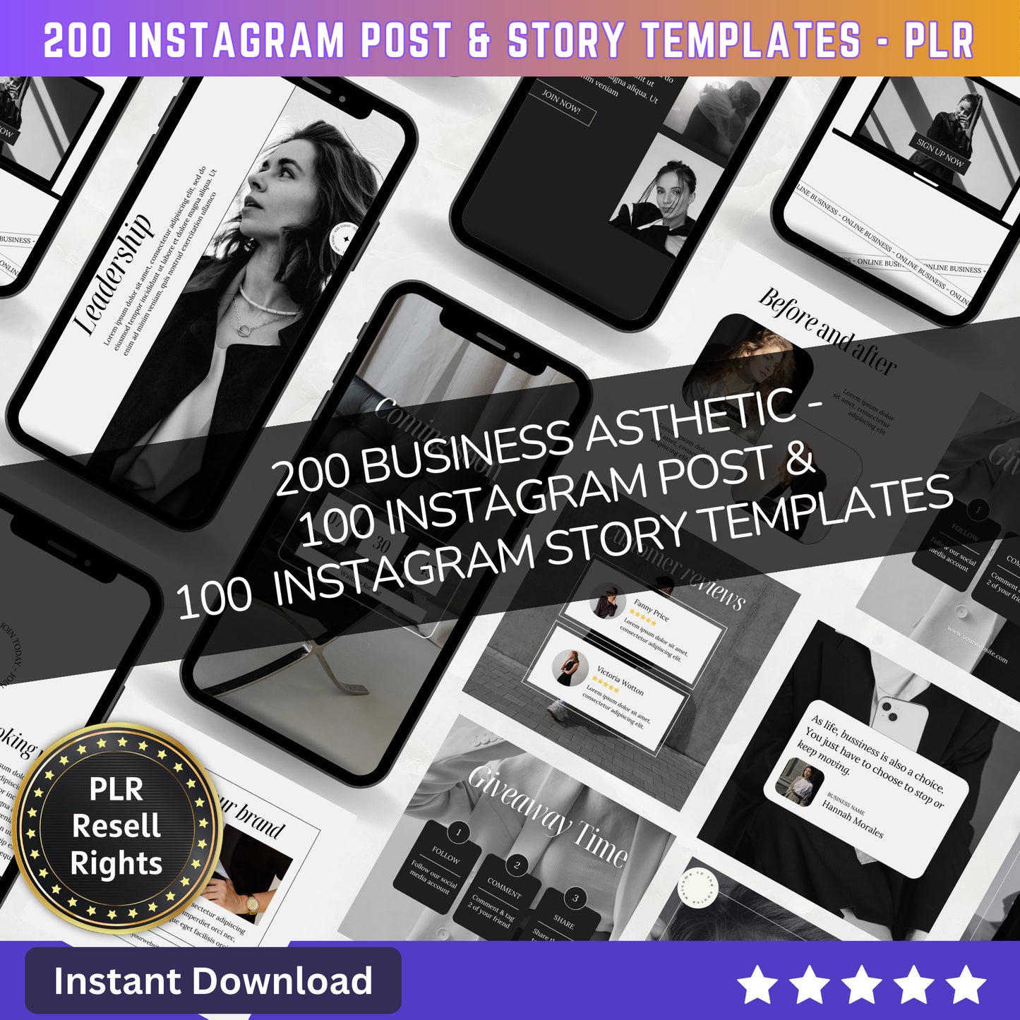 200 Business Aesthetic Instagram Reel Templates | Aesthetic Reels | Reels Canva templates | Content Creator Reel - PLR - MRR Products Vault