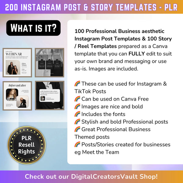 200 Business Aesthetic Instagram Reel Templates | Aesthetic Reels | Reels Canva templates | Content Creator Reel - PLR