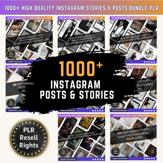 1000+ High Quality Instagram Stories & Posts Bundle | Aesthetic Reels | Reels Canva templates | Content Creator Reel - PLR - MRR Products Vault