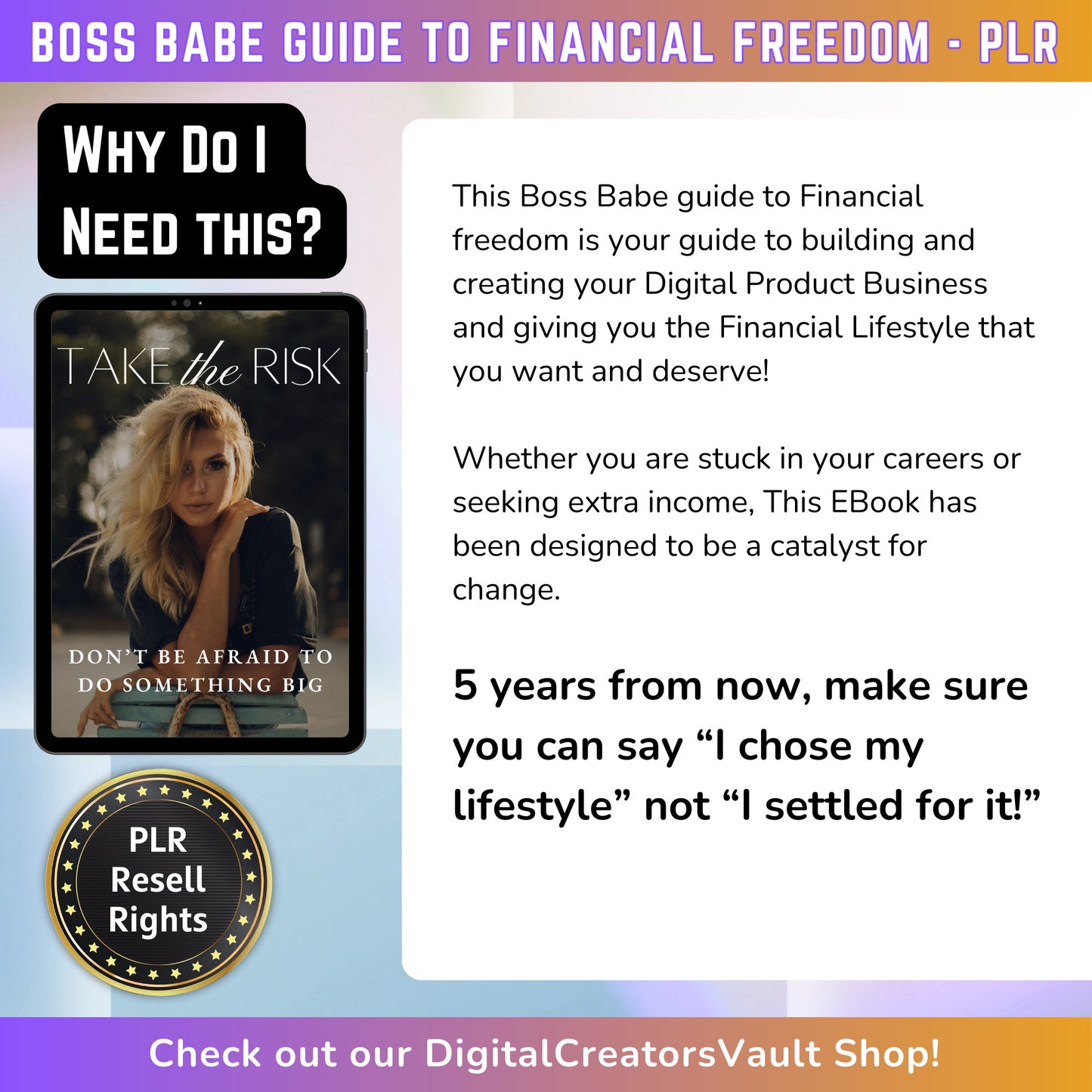 Boss Babe Financial Freedom EBook Guide | Digital Download | Work From Home Like a Boss - PLR Resell Rights - MRR Products Vault