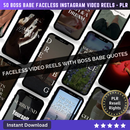 50 Boss Babe Women Faceless Video Reels | Faceless Videos | Canva templates | Content Creator Video Reels - PLR Resell rights - MRR Products Vault