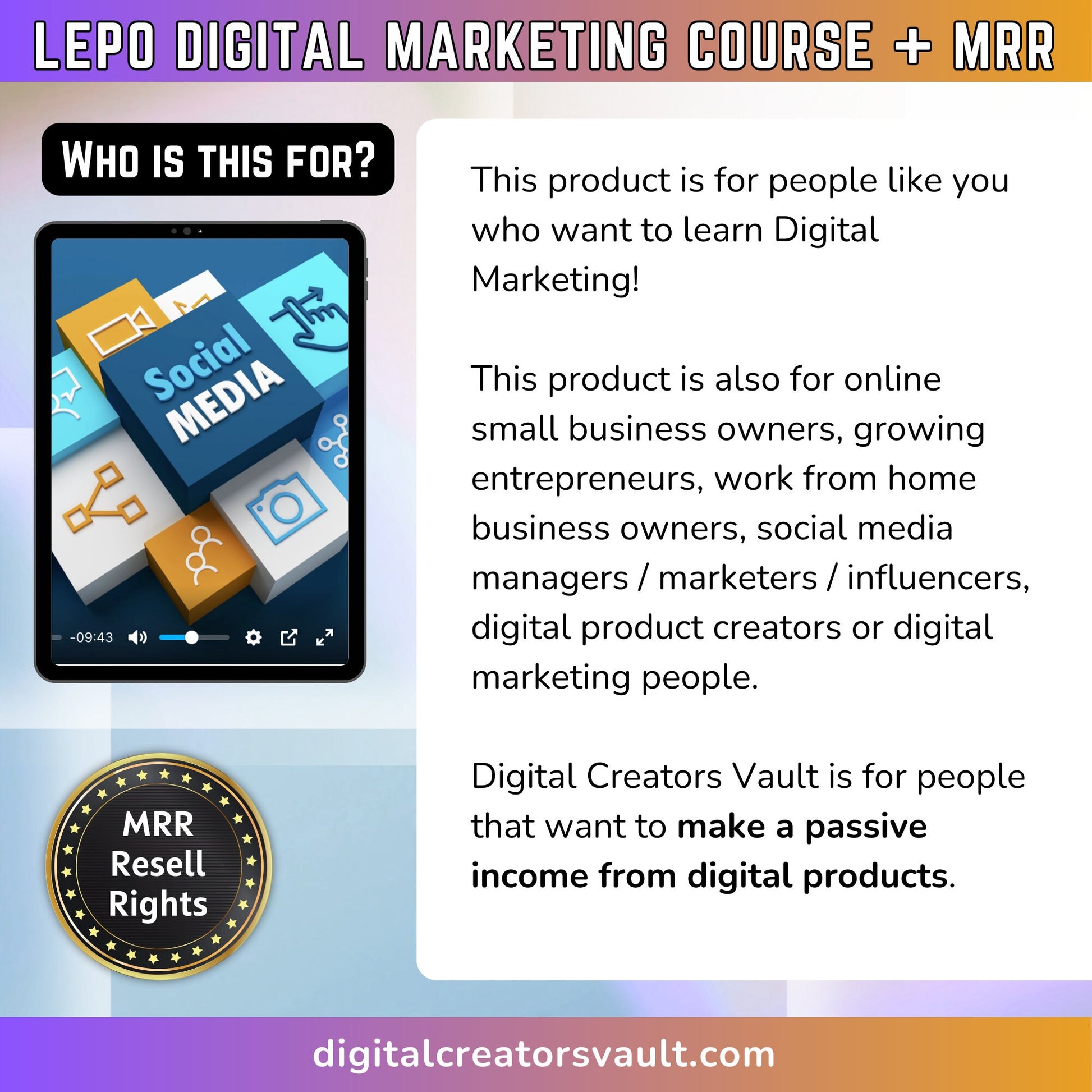 Lepo Digital Marketing Course (Original Version 1) - Digital Marketing Video Course - Master Resell Rights - MRR - MRR Products Vault