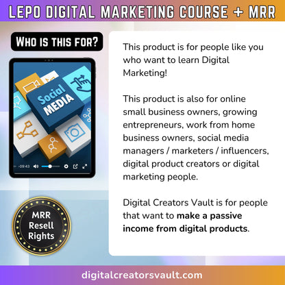 Lepo Digital Marketing Course (Original Version 1) - Digital Marketing Video Course - Master Resell Rights - MRR - MRR Products Vault