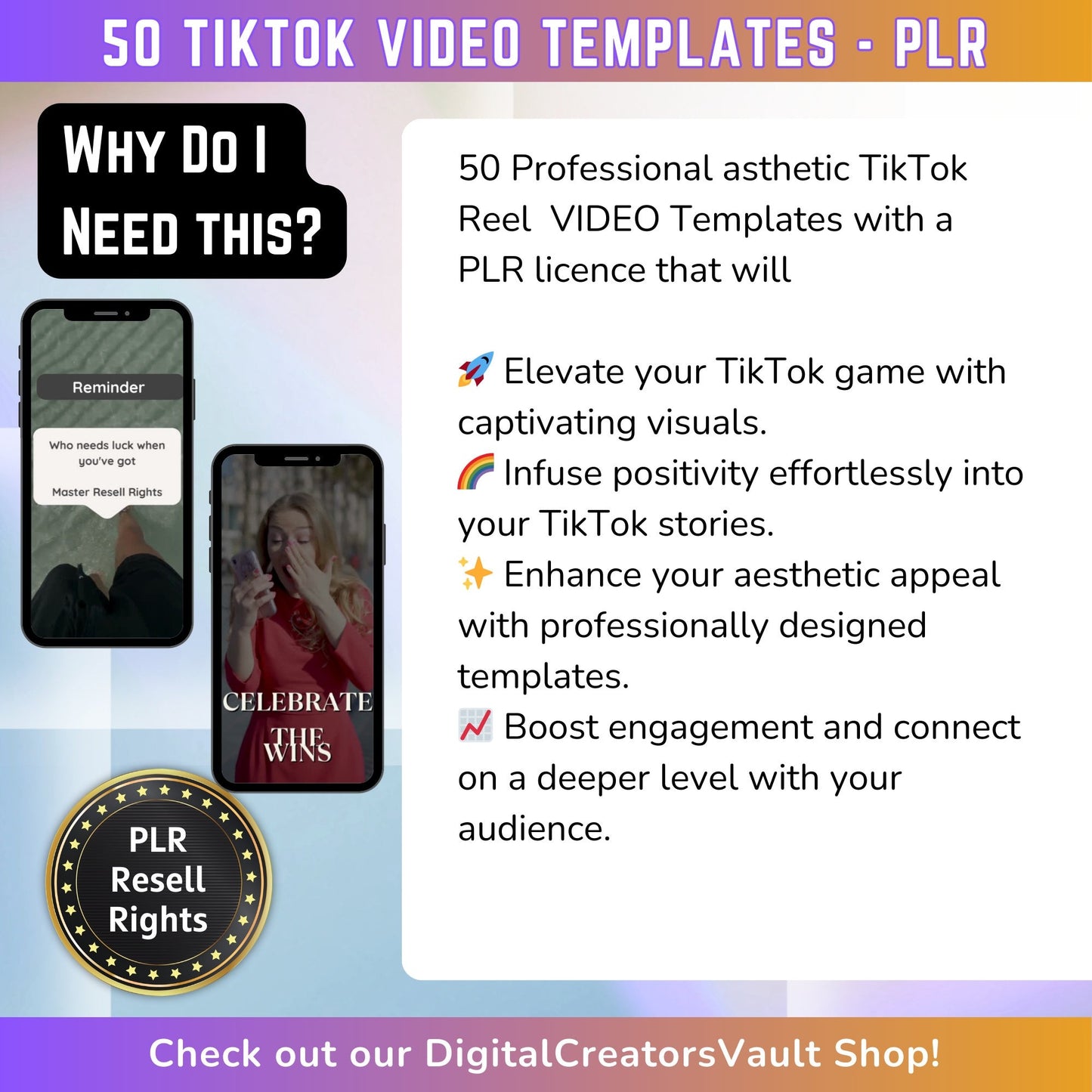 50 Boss Babe Aesthetic TikTok Video Templates | Aesthetic Video Reels | Canva templates | Content Creator Story Reels - PLR - MRR Products Vault